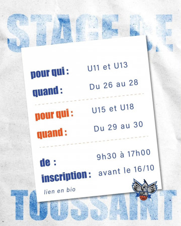 STAGE DE TOUSSAINT U11-U13-U15-U18